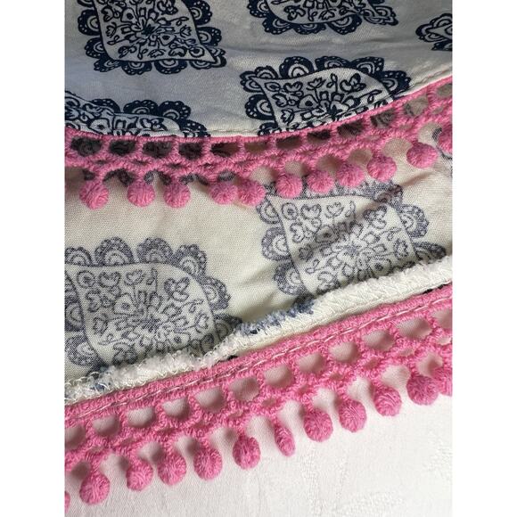 Matilda Jane Womens M On The Fringe Romper Navy and Pink Boho - Picture 6 of 12